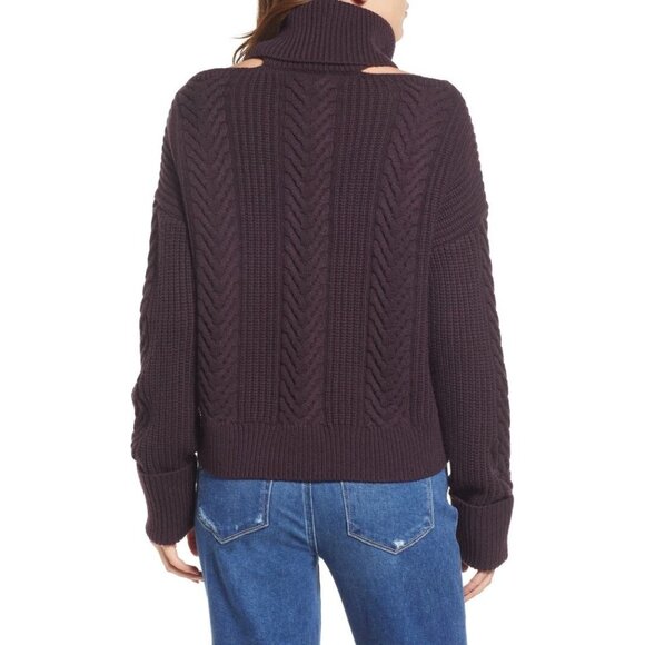 Paige Lorilee Sweater Dark Sangria Cold Shoulder Turtleneck Pink SZ M NEW $299 - Picture 2 of 4